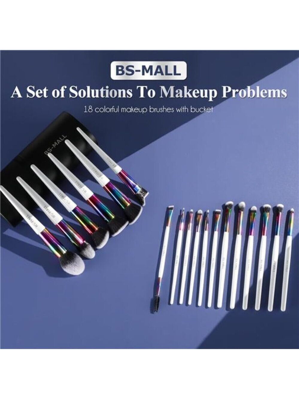 Makeup Rainbow Brush Set 18 Pcs Premium Synthetic Foundation Powder Concealers - Picture 6 of 6